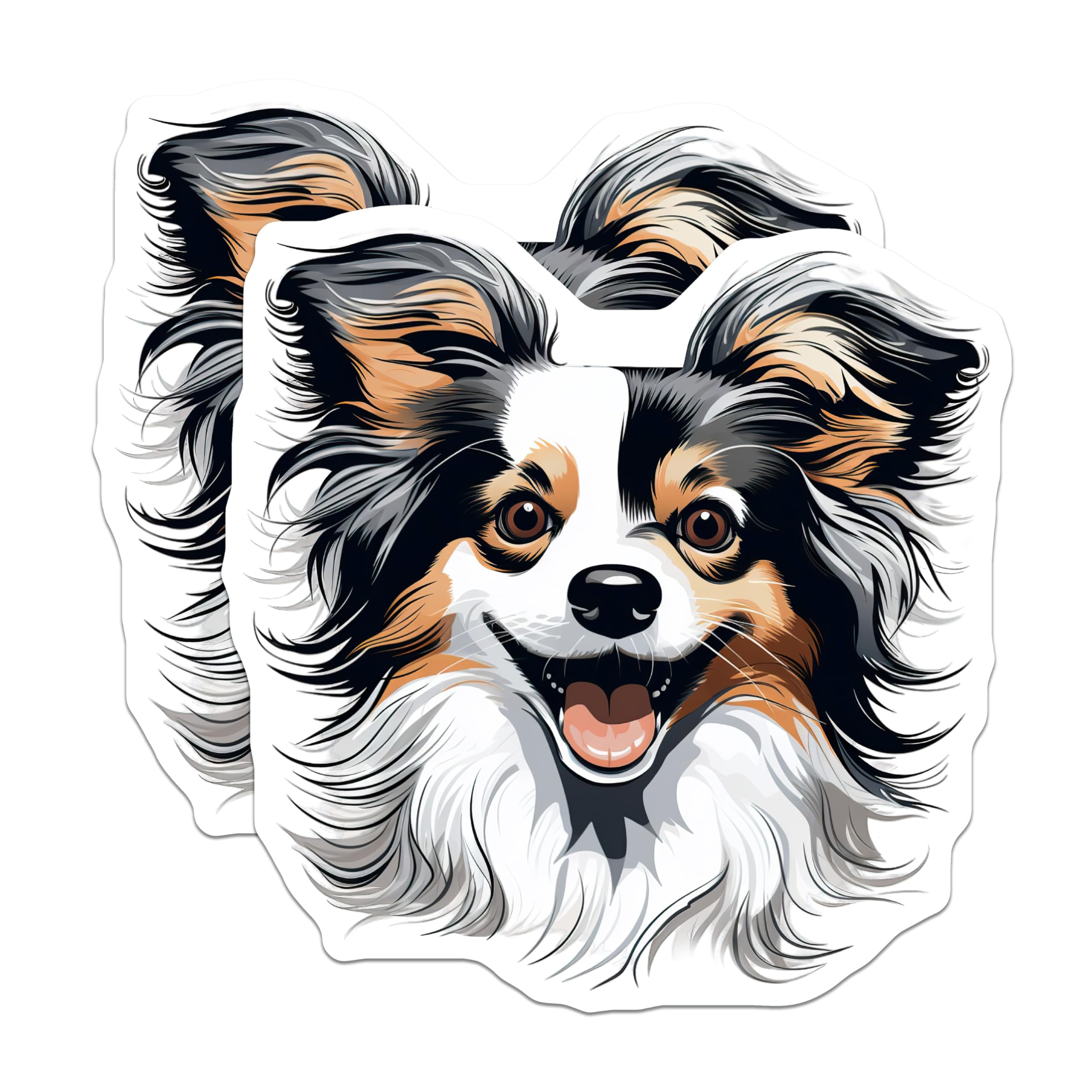(2 Pack) Papillon Dog Magnets - Smiling Papillon Art Illustration - Happy Fluffy Dog Owner Decor - Animal Lover Collectibles - 5 Inches On Longest Side - Thick Durable Magnet - Made in USA - MAG24088