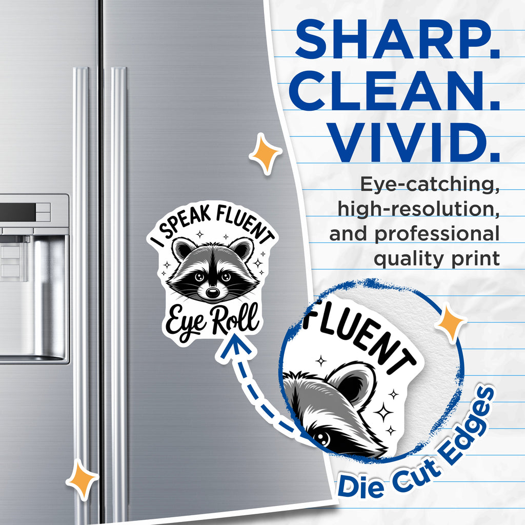(2 Pack) Funny Raccoon Magnets - Eye Roll Quote - Sarcastic Animal Lover Decor - 5 Inches On Longest Side - Thick Durable Magnet - Made in USA - MAG39398