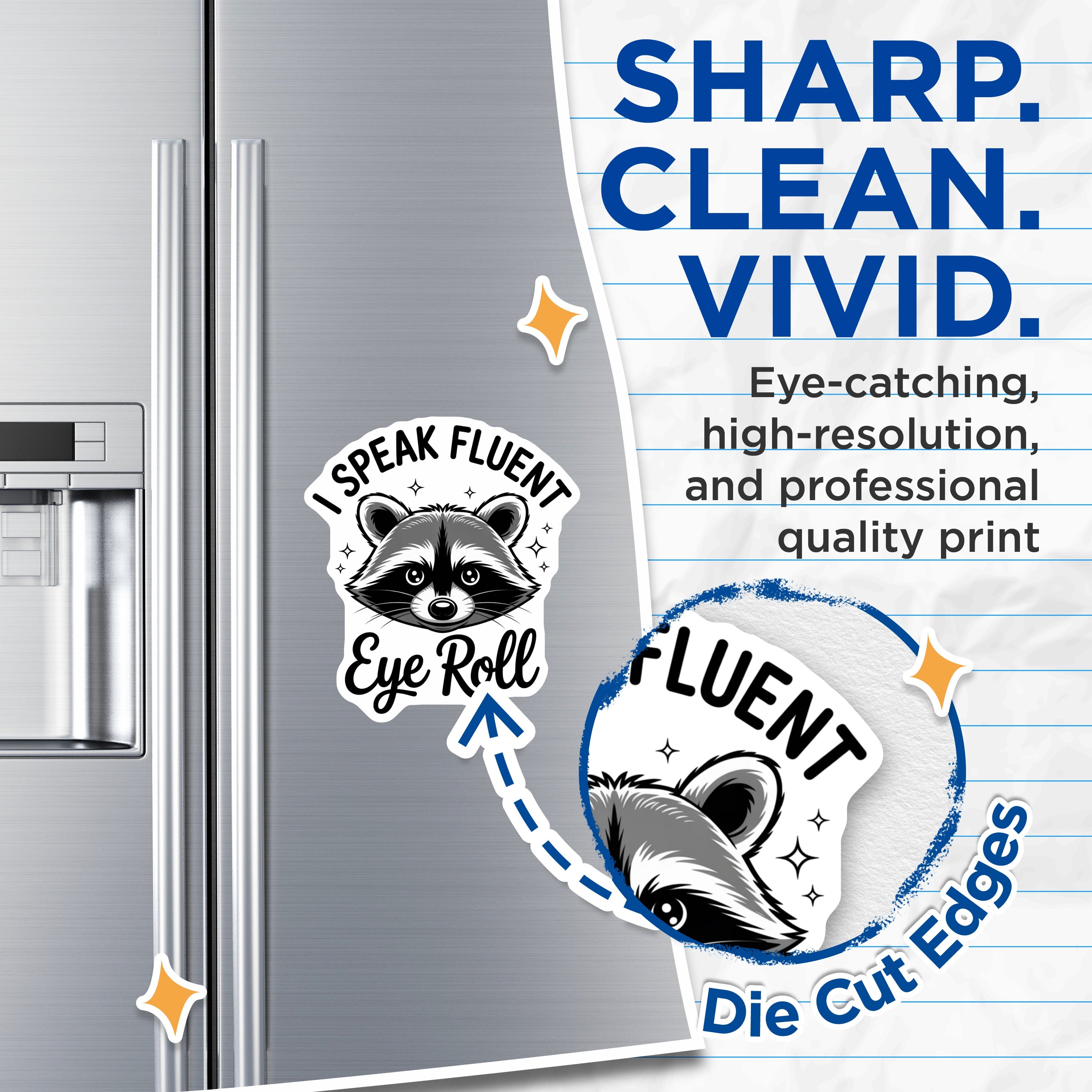 (2 Pack) Funny Raccoon Magnets - Eye Roll Quote - Sarcastic Animal Lover Decor - 5 Inches On Longest Side - Thick Durable Magnet - Made in USA - MAG39398