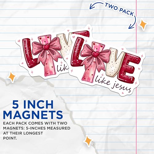 (2 Pack) Love Like Jesus Magnets - Inspirational Faith Magnets - Christian Home Decor Magnets - 5" On Longest Side - for Cars, Refrigerators, Toolboxes, Lockers - Made in USA BMCS3521