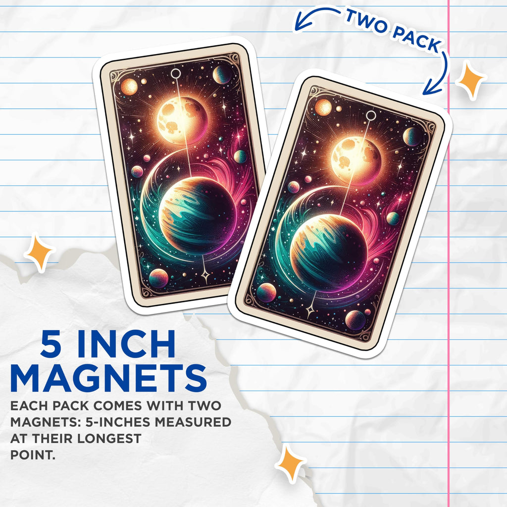 (2 Pack) Cosmic Planet Magnets - Mystical Galaxy Art - Vibrant Space Decor - 5 Inches On Longest Side - Thick Durable Magnet - Made in USA - MAG20814