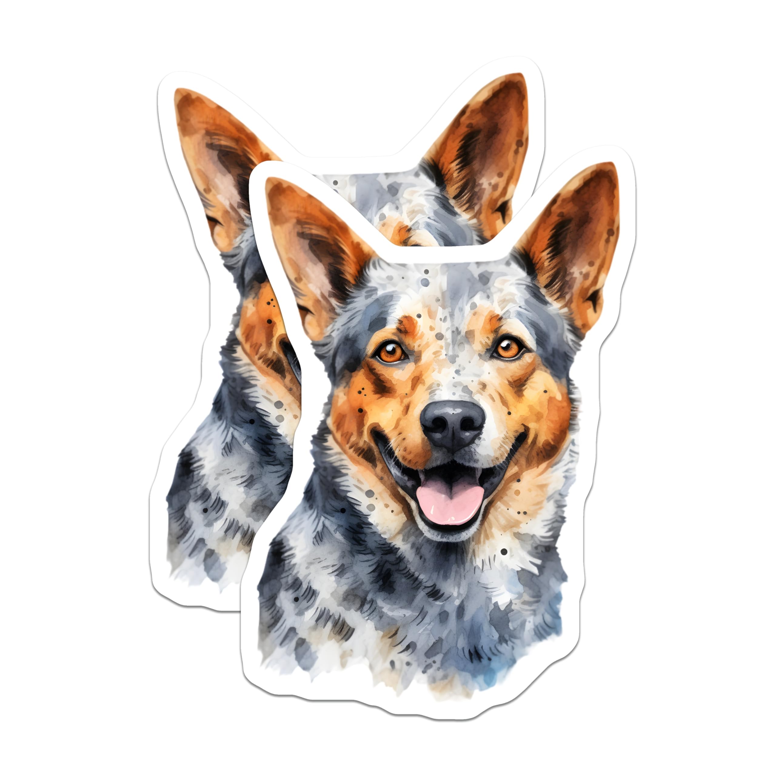 (2 Pack) Australian Cattle Dog Magnets - Blue Heeler Watercolor - Pet Parent Home Decor - 5 Inches On Longest Side - Thick Durable Magnet - Made in USA - MAG28360