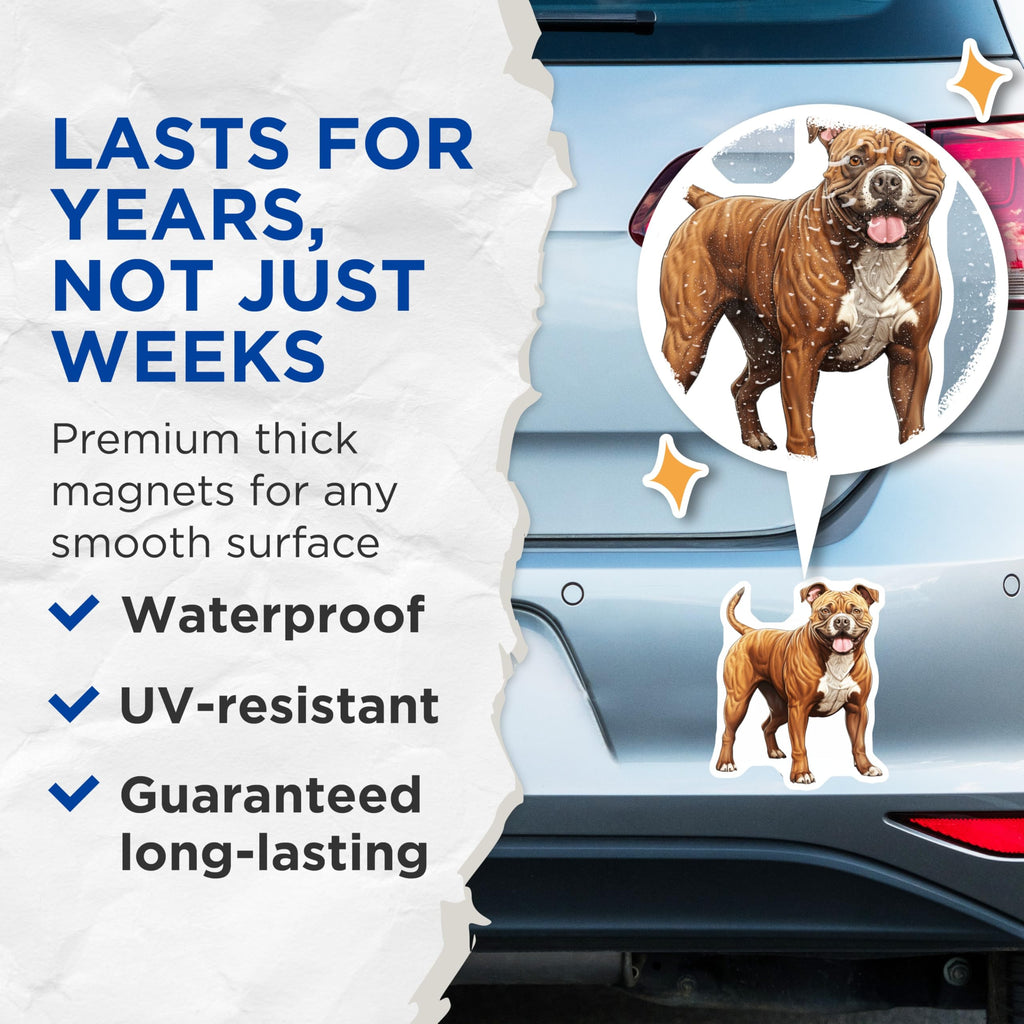 (2 Pack) American Bulldog Magnets - Bully Breed Dog Lover - Happy Dog Art - Pet Parent Refrigerator Decor - 5 Inches On Longest Side - Thick Durable Magnet - Made in USA - MAG25508