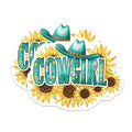 (2 Pack) Cowgirl Sunflower Magnets - Teal Western Country Style - Boho Rodeo Farmhouse Kitchen Accents - 5 Inches On Longest Side - Thick Durable Magnet - Made in USA - MAG39866