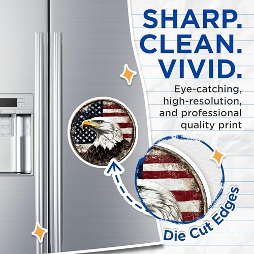 (2 Pack) Patriotic Decor Magnet - 5" On Longest Side - Sticks to Smooth Flat Surfaces - Made in USA - MAG10036
