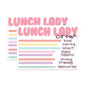 (2 Pack) Lunch Lady Crew Stickers - Kind Caring Smart Stickers - Helpful Strong Friendly Stickers - 5" On Longest Side - Sticks to Smooth Flat Surfaces - Made in USA - BMCS3631
