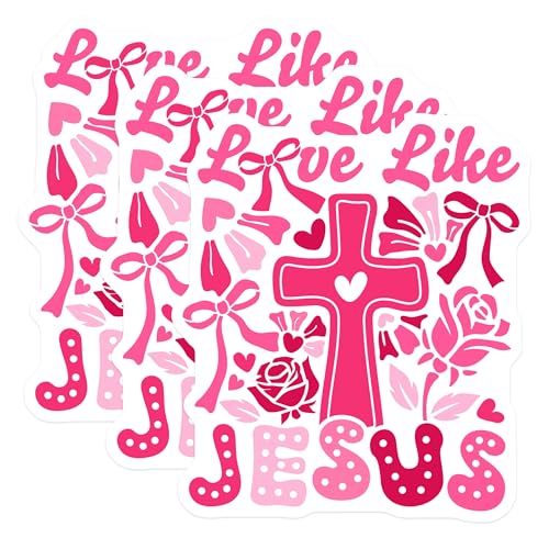 (3 Pack) Love Like Jesus Decals - Christian Faith - Religious Decals - 3 Inches On Longest Side - Easy Peel & Apply - Made in USA - 3MCS2301