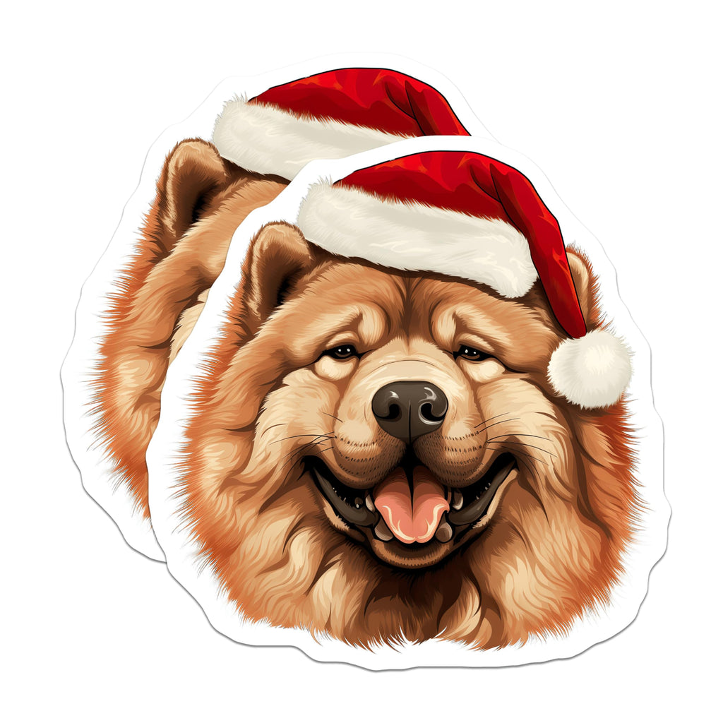 (2 Pack) Chow Chow Santa Magnets - Christmas Dog Magnets - Holiday Pet Magnets - 5 Inches On Longest Side - Thick Durable Magnet - Made in USA - MAG24188
