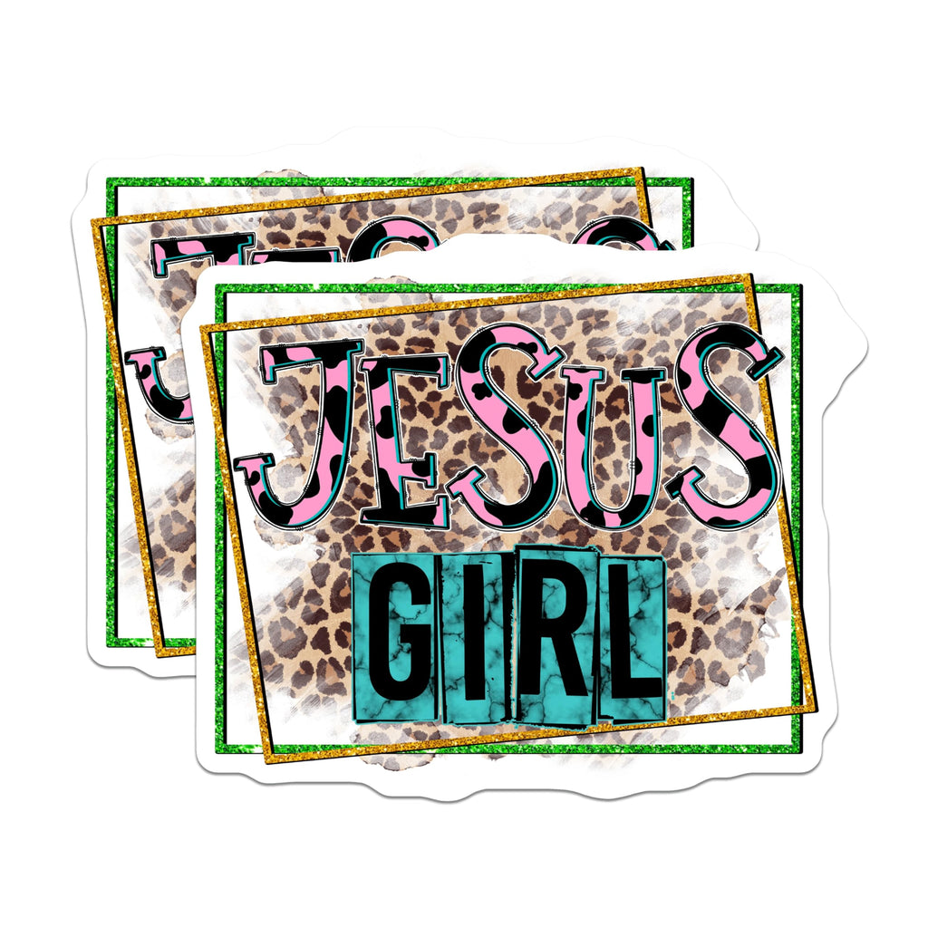 (2 Pack) Jesus Girl Christian Magnets - Leopard Cow Print - Faith Based Decor for Women - 5 Inches On Longest Side - Thick Durable Magnet - Made in USA - MAG27103