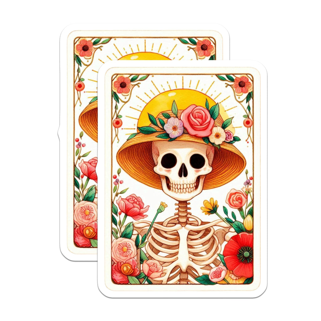 (2 Pack) Whimsical Floral Skeleton Magnets - Decorative Calavera Art Refrigerator Decor - Day of the Dead Inspired Magnets - 5 Inches On Longest Side - Thick Durable Magnet - Made in USA - MAG21258