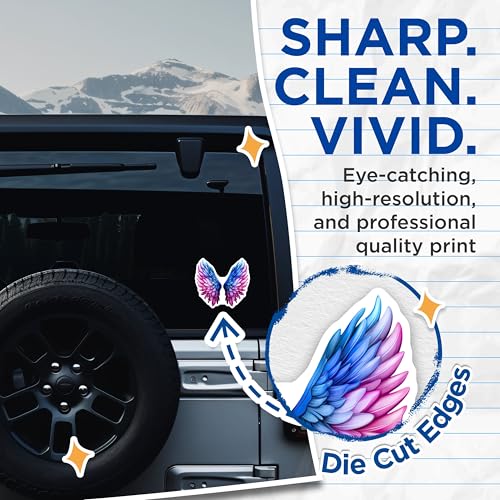 (2 Pack) Angel Wings Stickers - Colorful Wings Art - Inspirational Sticker Decal - 5" On Longest Side - Sticks to Smooth Flat Surfaces - Made in USA - BMCS6494