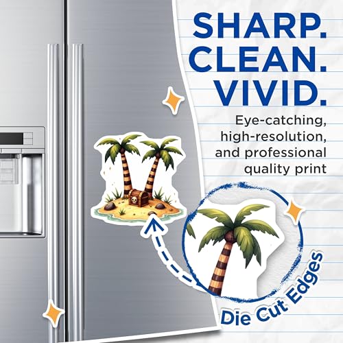 (2 Pack) Island Treasure Chest Magnets - Pirate-Themed Decor - Palm Trees Magnet - Adventure Decoration for Home or Office - 5" On Longest Side - for Cars, Fridges, Toolboxes - Made in USA - MAG6797