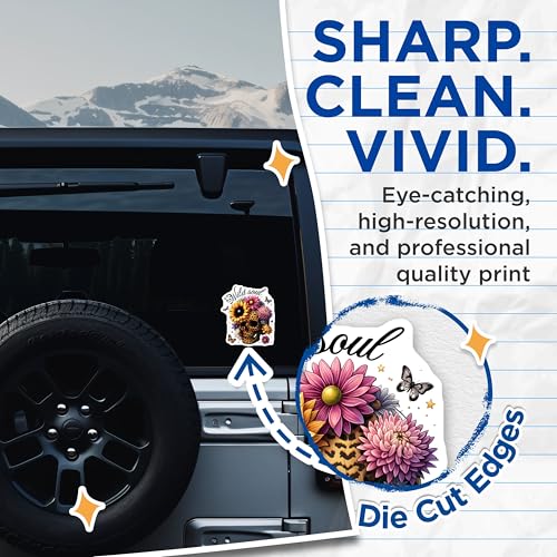 (2 Pack) Wild Soul Skull Stickers - Floral Skull Art - Flower Design - 5" On Longest Side - Sticks to Smooth Flat Surfaces - Made in USA - BMCS7378