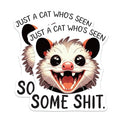 (2 Pack) Just a Cat Who's Seen Some Stuff Stickers - Funny Animal Stickers - Cute Possum Sticker - 5" On Longest Side - Sticks to Smooth Flat Surfaces - Made in USA - BMCS6082