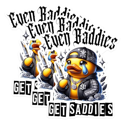 (3 Pack) Crying Duck Decals - Even Baddies Get Saddies - Laptop Decal - 3 Inches On Longest Side - Easy Peel & Apply - Made in USA - 3MCS1337