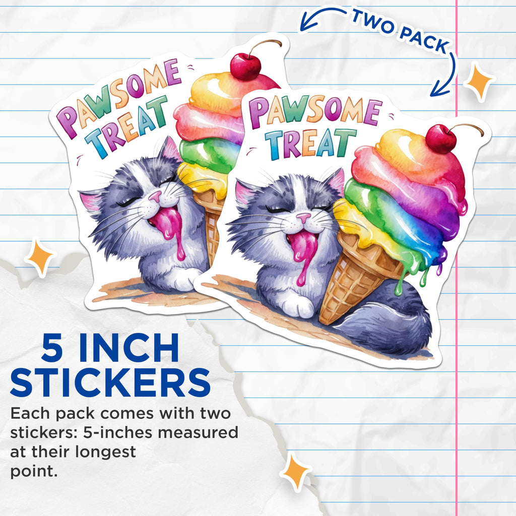 (2 Pack) Pawsome Treat Stickers - 5" On Longest Side - Sticks to Smooth Flat Surfaces - Made in USA - BMCS9050 - BMCS9050