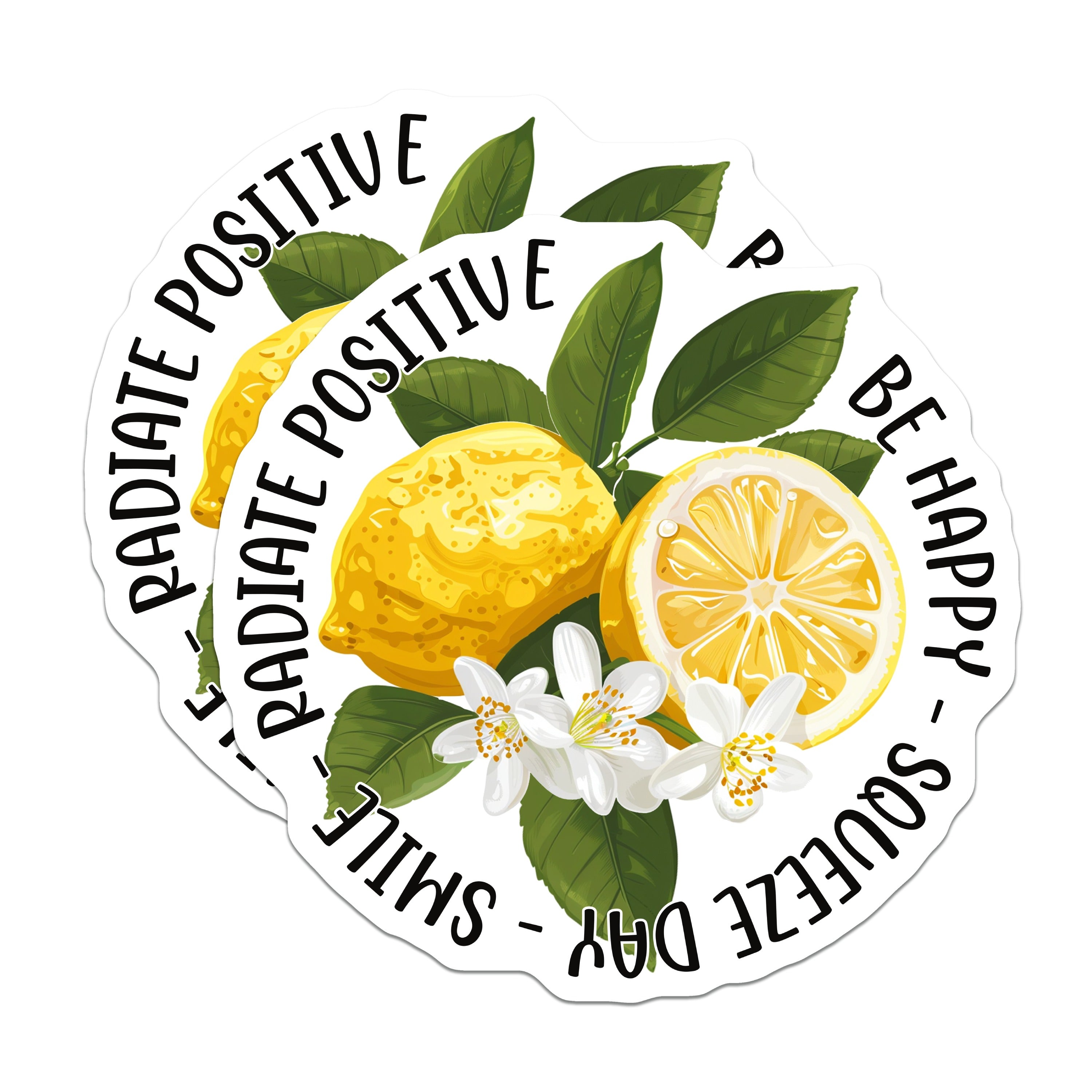 (2 Pack) Inspirational Quote Magnets - Happy Lemon Decor - Positive Affirmation Art - 5 Inches On Longest Side - Thick Durable Magnet - Made in USA - MAG39266