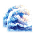 (2 Pack) Crashing Wave Magnets - Vibrant Ocean Art - Coastal Home Decor - 5 Inches On Longest Side - Thick Durable Magnet - Made in USA - MAG24766