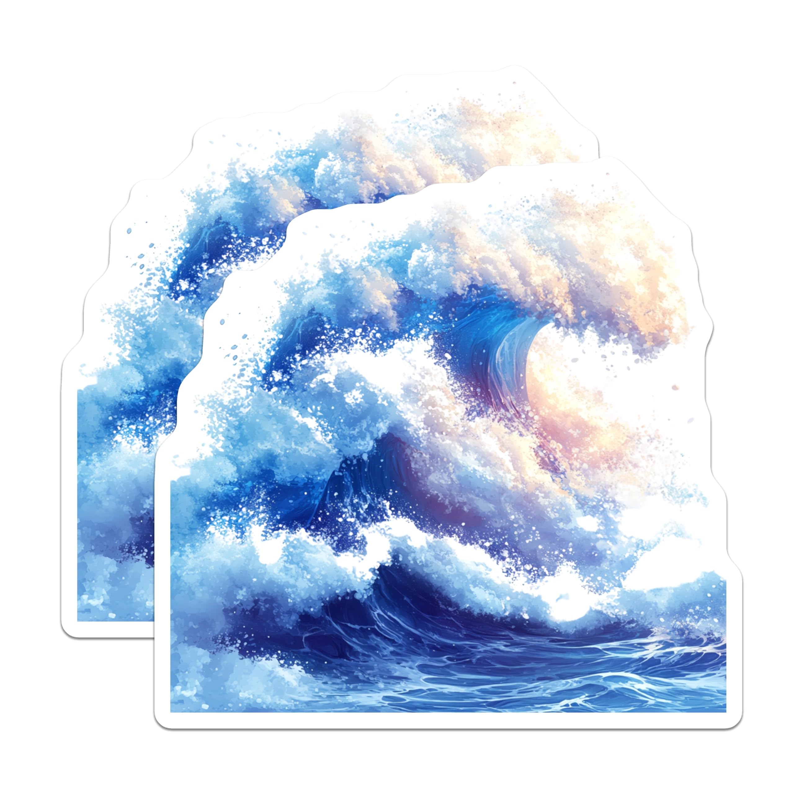 (2 Pack) Crashing Wave Magnets - Vibrant Ocean Art - Coastal Home Decor - 5 Inches On Longest Side - Thick Durable Magnet - Made in USA - MAG24766