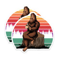 (2 Pack) Bigfoot Coffee Magnets - Sasquatch Morning Brew - Retro Sunset Cryptid Lore - Forest Dweller Drinker Fridge Magnets - 5 Inches On Longest Side - Thick Durable Magnet - Made in USA - MAG20302