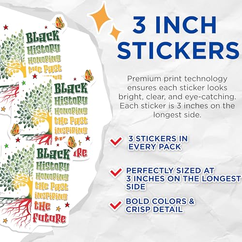 (3 Pack) Black History Month Decals - Inspiring Future - Laptop Decal - 3 Inches On Longest Side - Easy Peel & Apply - Made in USA - 3MCS2504