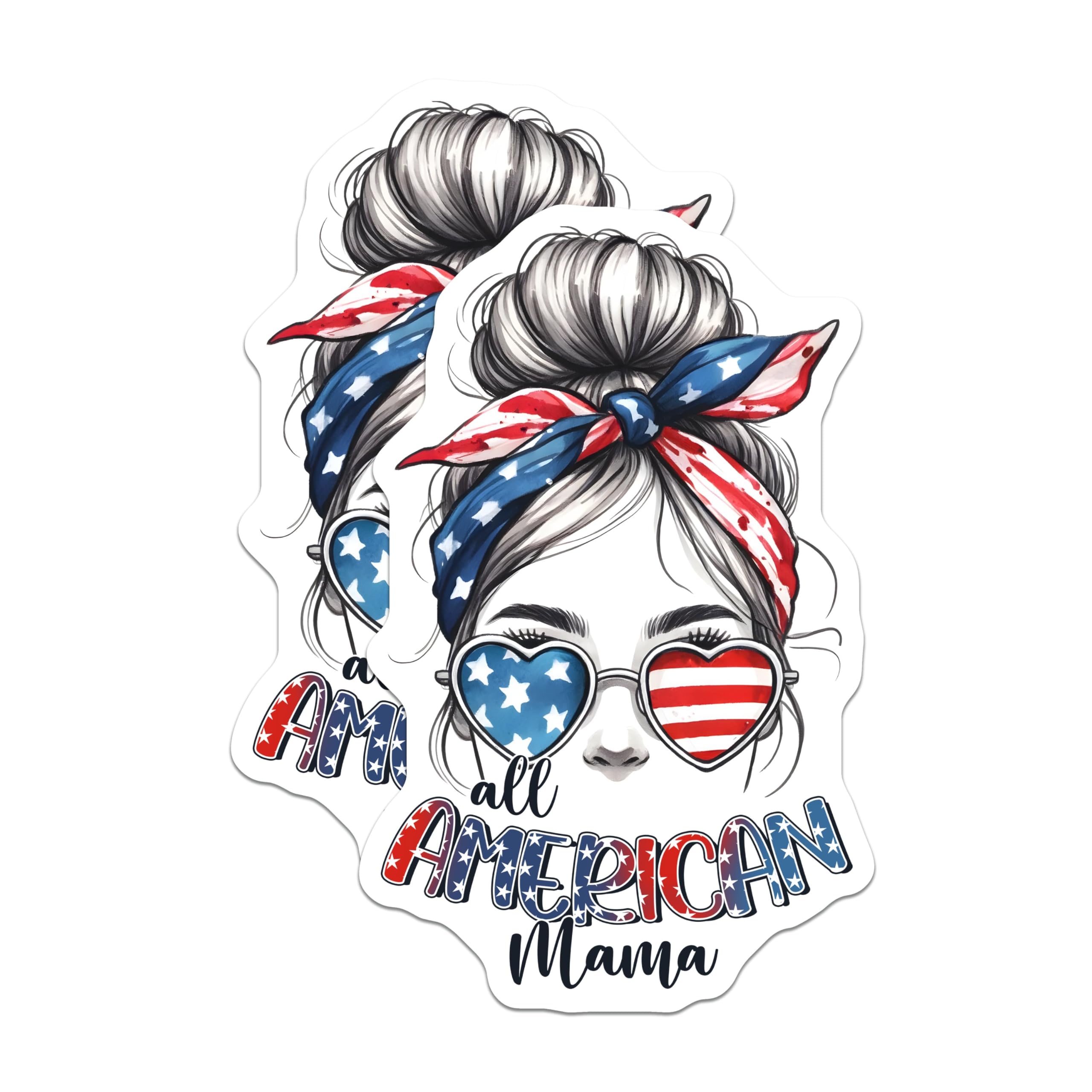 (2 Pack) All American Mama Magnets - USA Pride Decoration - 5" On Longest Side - for Cars, Fridges, Toolboxes - Made in USA - MAG7441