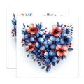 (2 Pack) Floral Heart Magnets - Blue Coral Flowers - Romantic Home Decor Accent - 5 Inches On Longest Side - Thick Durable Magnet - Made in USA - MAG26310