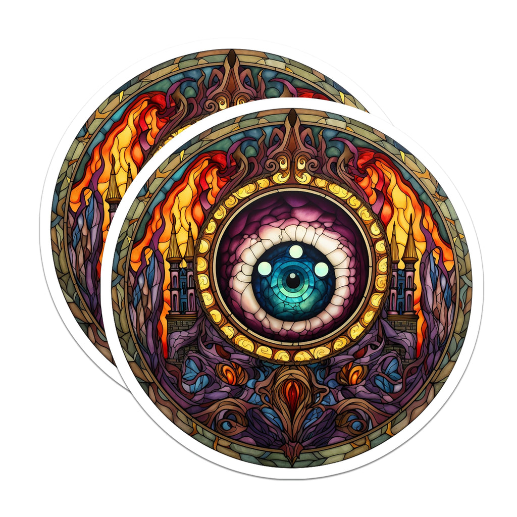 (2 Pack) Gothic Eye Magnets - Stained Glass Mandala Art - Ethereal Fantasy Design - Magical Castle Decor - 5 Inches On Longest Side - Thick Durable Magnet - Made in USA - MAG21709