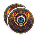(2 Pack) Gothic Eye Magnets - Stained Glass Mandala Art - Ethereal Fantasy Design - Magical Castle Decor - 5 Inches On Longest Side - Thick Durable Magnet - Made in USA - MAG21709