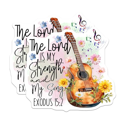 (2 Pack) The Lord is My Strength and My Song Magnets - Inspirational Words - Guitar Music Deco - Bible Verse DÃƒÂ©cor Magnets - 5" On Longest Side - for Cars, Fridges, Toolboxes - Made in USA - MAG4309