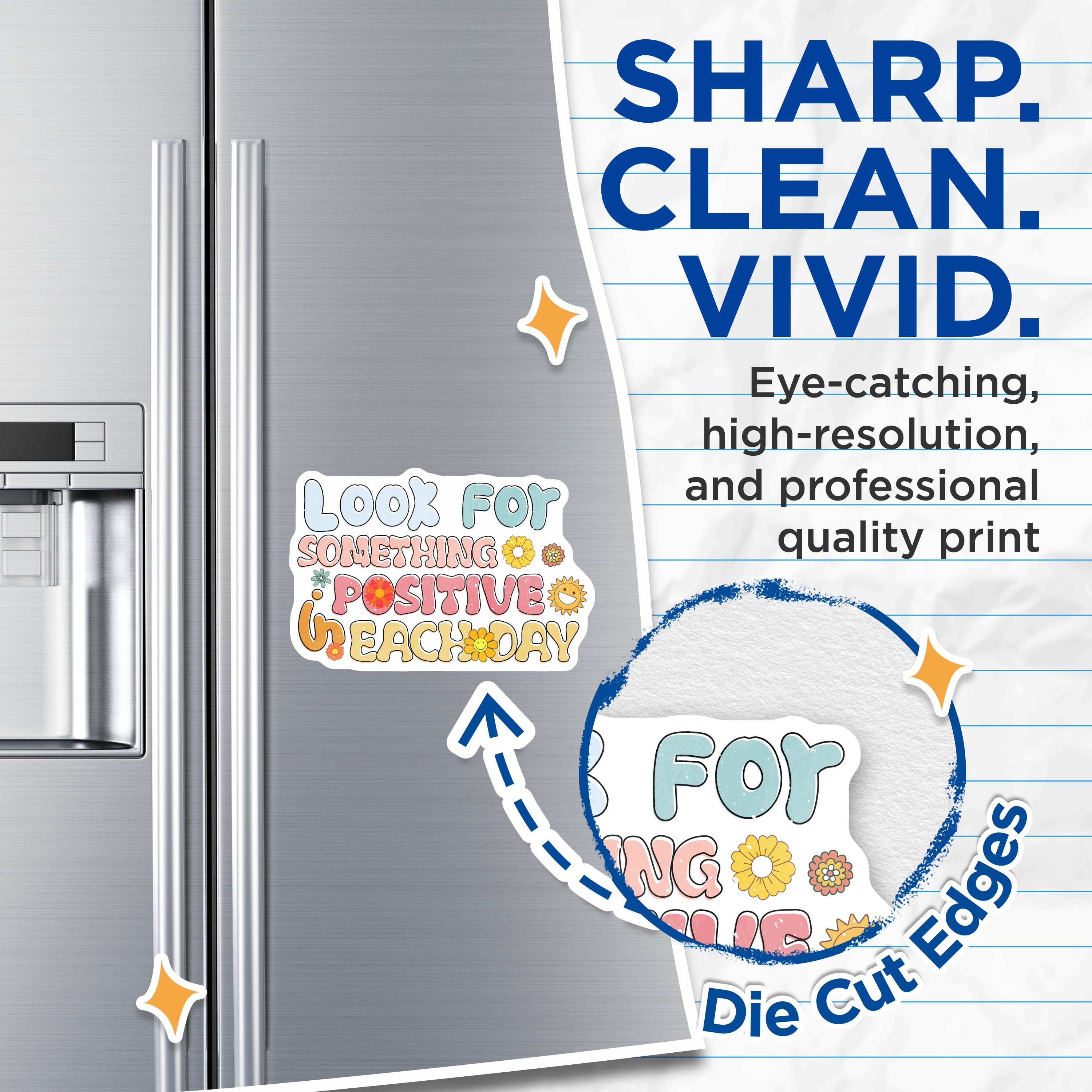 (2 Pack) Positive Quote Magnets - Daily Affirmation Decor - Retro Inspirational Fridge Art - 5 Inches On Longest Side - Thick Durable Magnet - Made in USA - MAG38710