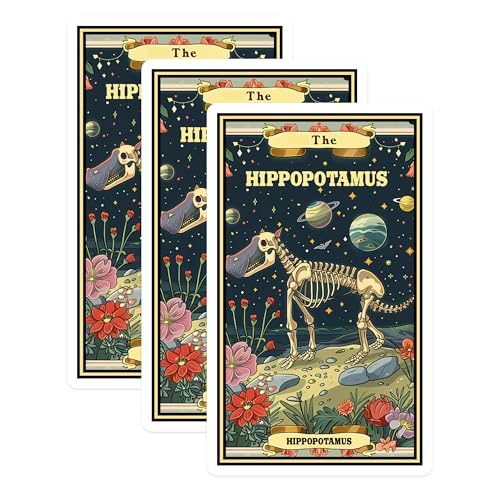 (3 Pack) Hippopotamus Decals - Skeleton Animal Sticker - Space Hipposaurus Decal - 3 Inches On Longest Side - Easy Peel & Apply - Made in USA - 3MCS2444