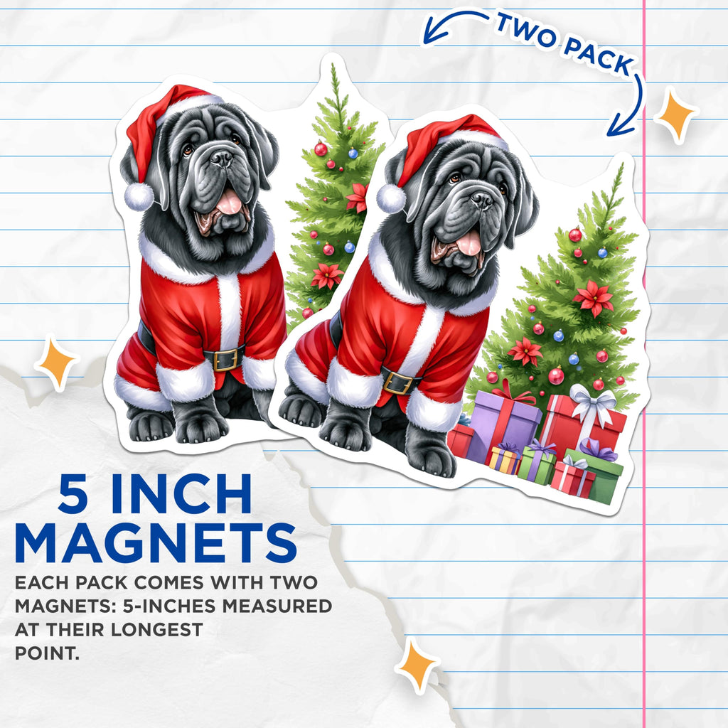 (2 Pack) Santa Dog Magnets - Cute Christmas Pet Magnets - Holiday Fridge Decor for Pet Owners - 5 Inches On Longest Side - Thick Durable Magnet - Made in USA - MAG27389