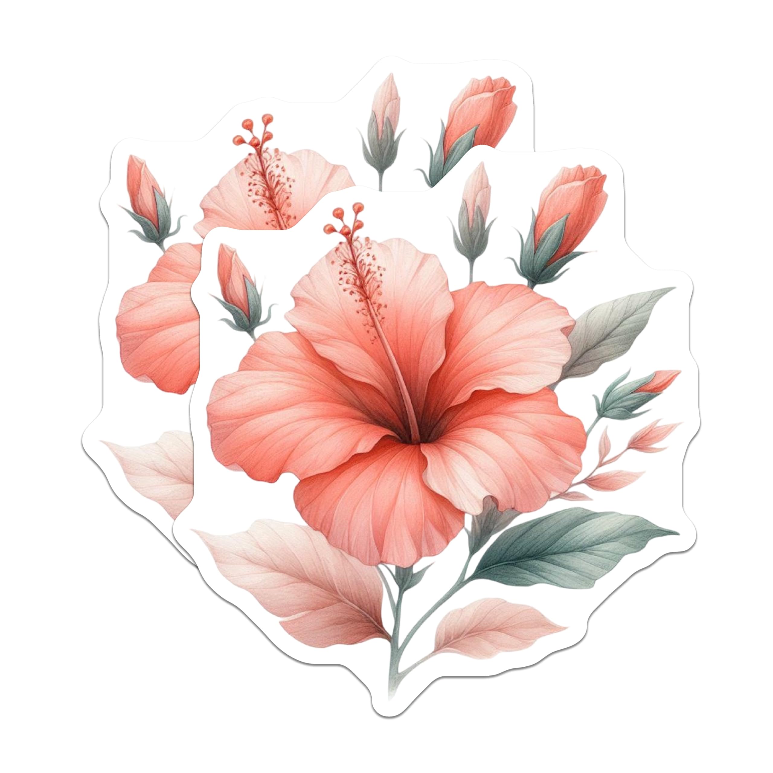 (2 Pack) Hibiscus Flower Magnets - Botanical Art Decor - Tropical Fridge Accessory - 5 Inches On Longest Side - Thick Durable Magnet - Made in USA - MAG21464