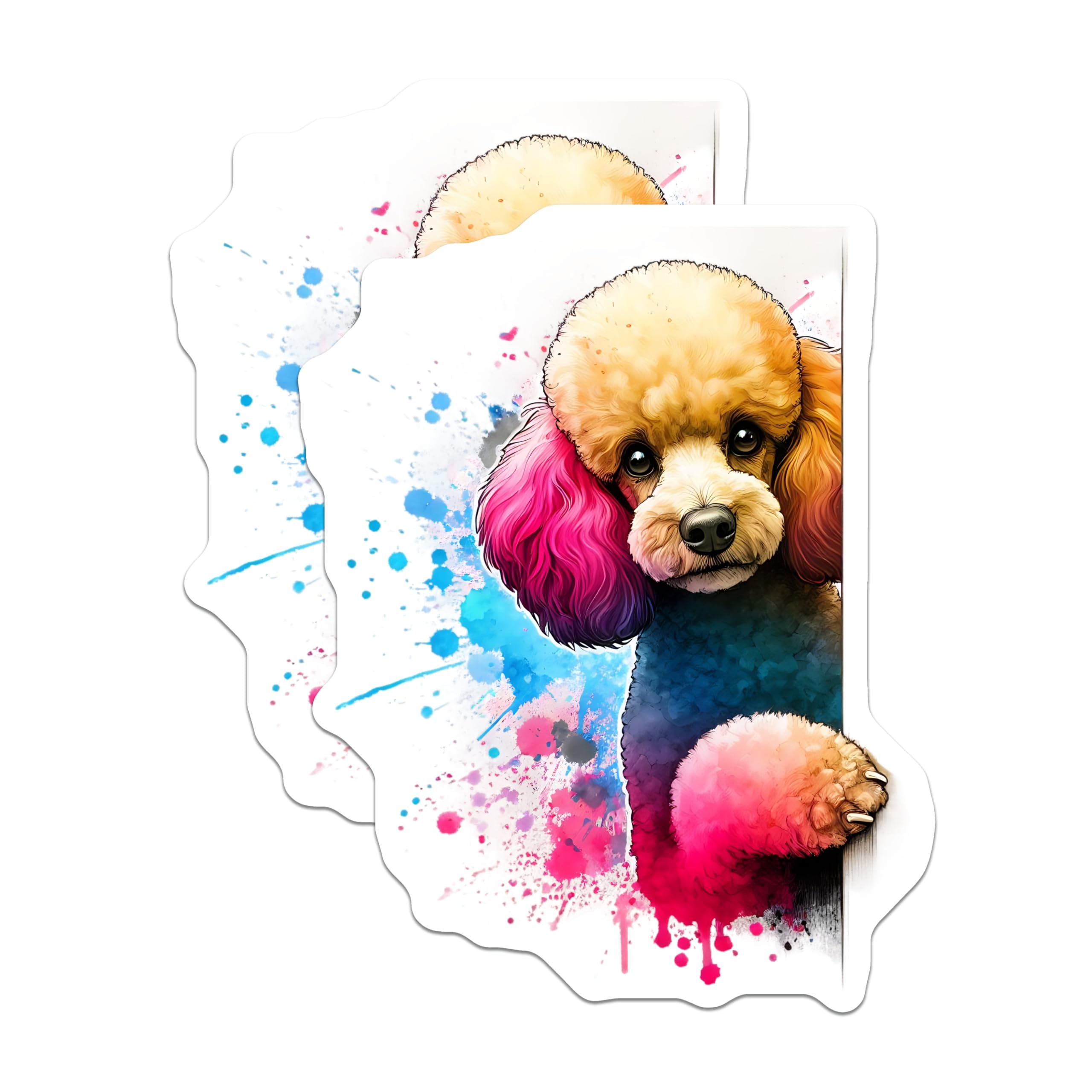 (2 Pack) Poodle Dog Magnets - Watercolor Poodle - Fun Pet Artwork - 5" On Longest Side - Premium Magnet - for Cars, Refrigerators, Toolboxes, Lockers - Made in USA - MAG15044