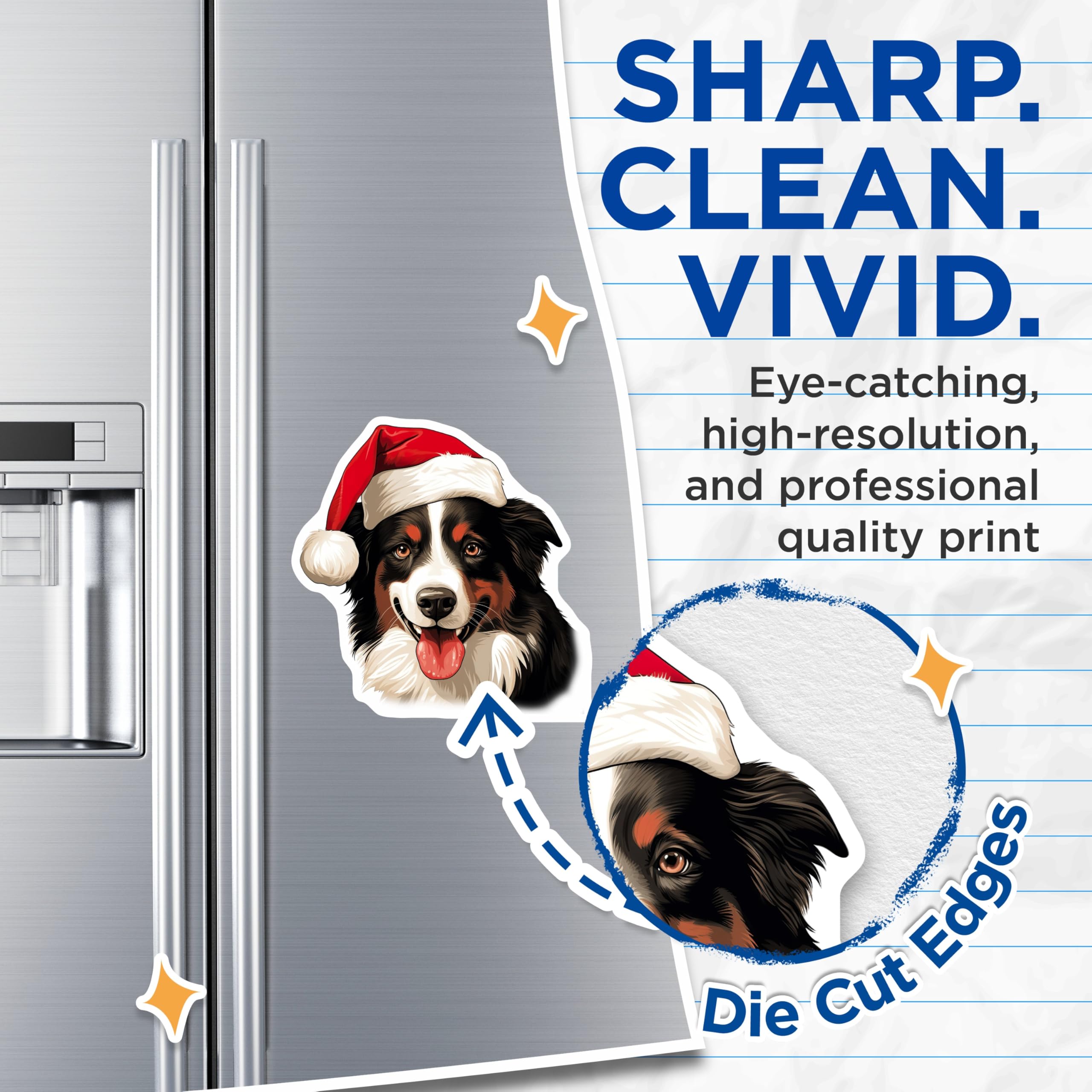 (2 Pack) Bernese Mountain Dog Magnets - Christmas Dog Decor - Santa Hat Pet Art - 5 Inches On Longest Side - Thick Durable Magnet - Made in USA - MAG25166