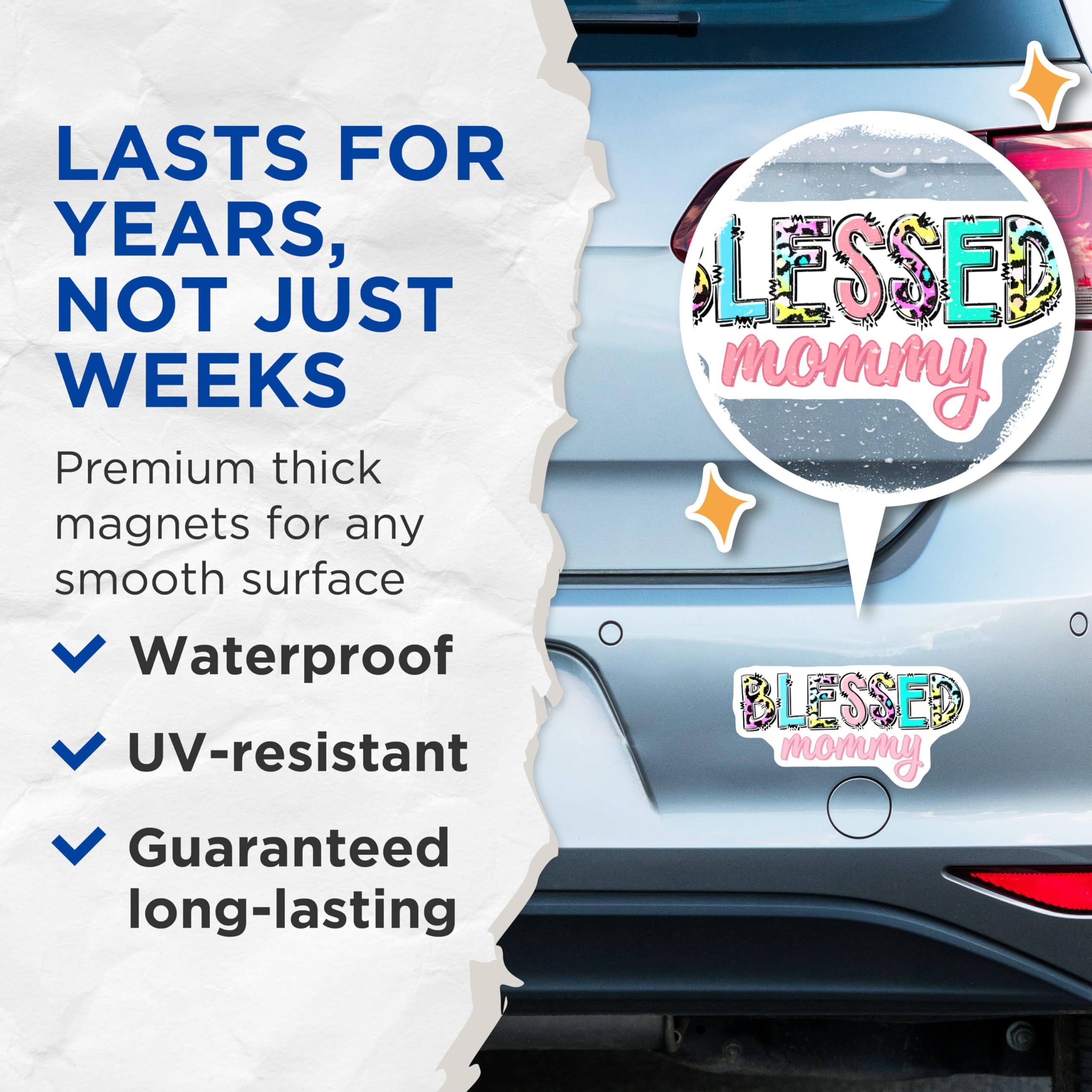 (2 Pack) Blessed Mommy Magnets - Mother's Day Fridge Decor - 5" On Longest Side - for Cars, Fridges, Toolboxes - Made in USA - MAG7707