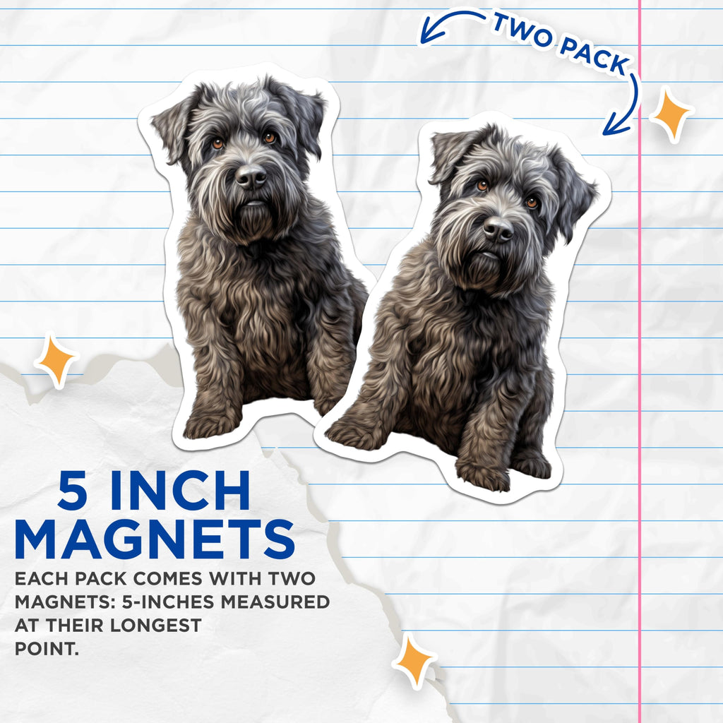 (2 Pack) Schnauzer Dog Magnets - Adorable Puppy Pet Lover Home Decor - Shaggy Animal Fridge Accent - 5 Inches On Longest Side - Thick Durable Magnet - Made in USA - MAG30930