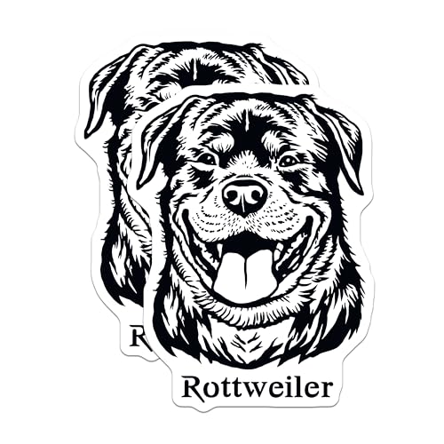 (2 Pack) Rottweiler Dog Stickers - Cute Pet Stickers - Dog Lover Stickers - 5" On Longest Side - Sticks to Smooth Flat Surfaces - Made in USA - BMCS4020