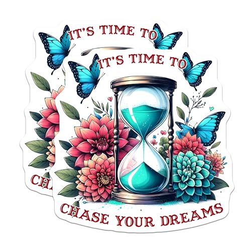 (2 Pack) Motivational Quote Magnets - Inspirational Butterfly and Flower Magnets - Decorative Hourglass Magnets - 5" On Longest Side - for Cars, Refrigerators, Lockers - Made in USA BMCS3218