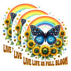 (3 Pack) Butterfly Rainbow Decals - Sunflower Art Sticker - Live Life Bloom Stickers - 3 Inches On Longest Side - Easy Peel & Apply - Made in USA - 3MCS8508
