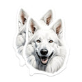 (2 Pack) White German Shepherd Magnets - Dog Breed Lover - Happy Pet Portrait - Refrigerator Decor - 5 Inches On Longest Side - Thick Durable Magnet - Made in USA - MAG29999