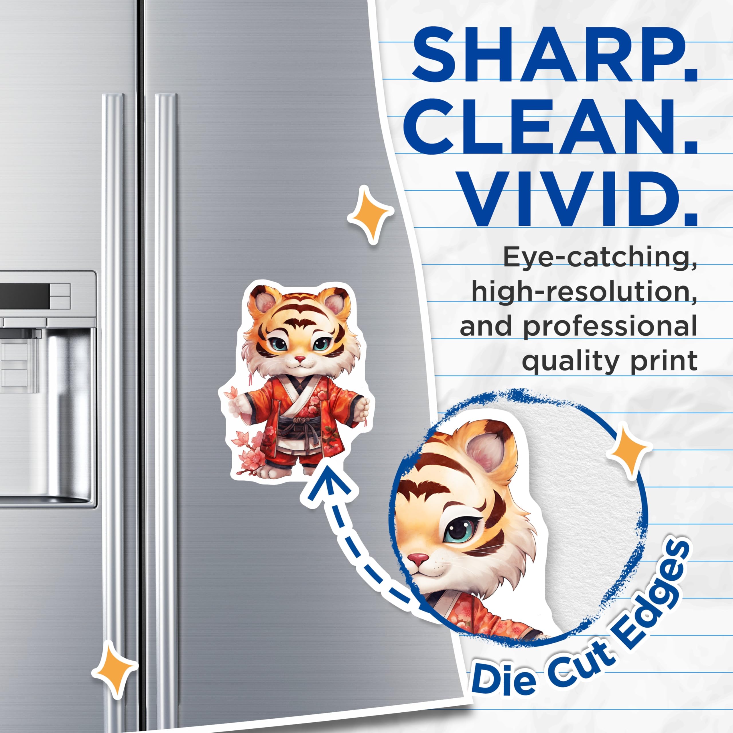 (2 Pack) Tiger Magnets - Cute Animal Magnets - Fridge Decor Magnets - 5" On Longest Side - Premium Magnet - for Cars, Refrigerators, Toolboxes, Lockers - Made in USA - MAG16842