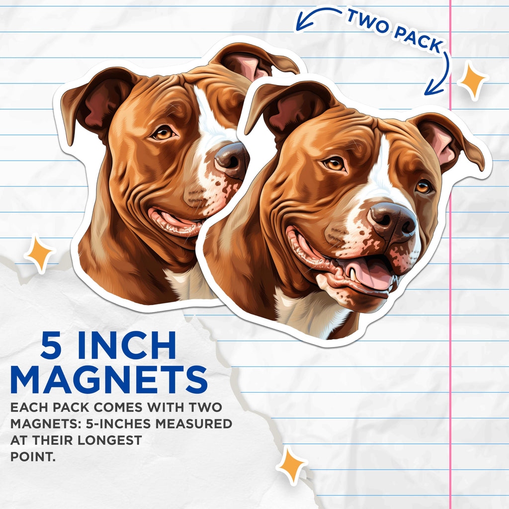(2 Pack) Pitbull Magnets - American Pit Bull Terrier Dog Decor - Dog Mom Fridge Magnets for Pet Lovers - 5 Inches On Longest Side - Thick Durable Magnet - Made in USA - MAG29146