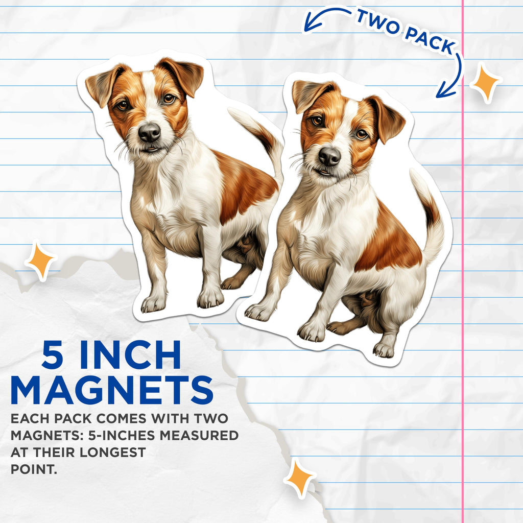 (2 Pack) Jack Russell Terrier Magnets - Dog Mom Decor - Pet Lover Accessories - 5 Inches On Longest Side - Thick Durable Magnet - Made in USA - MAG27430