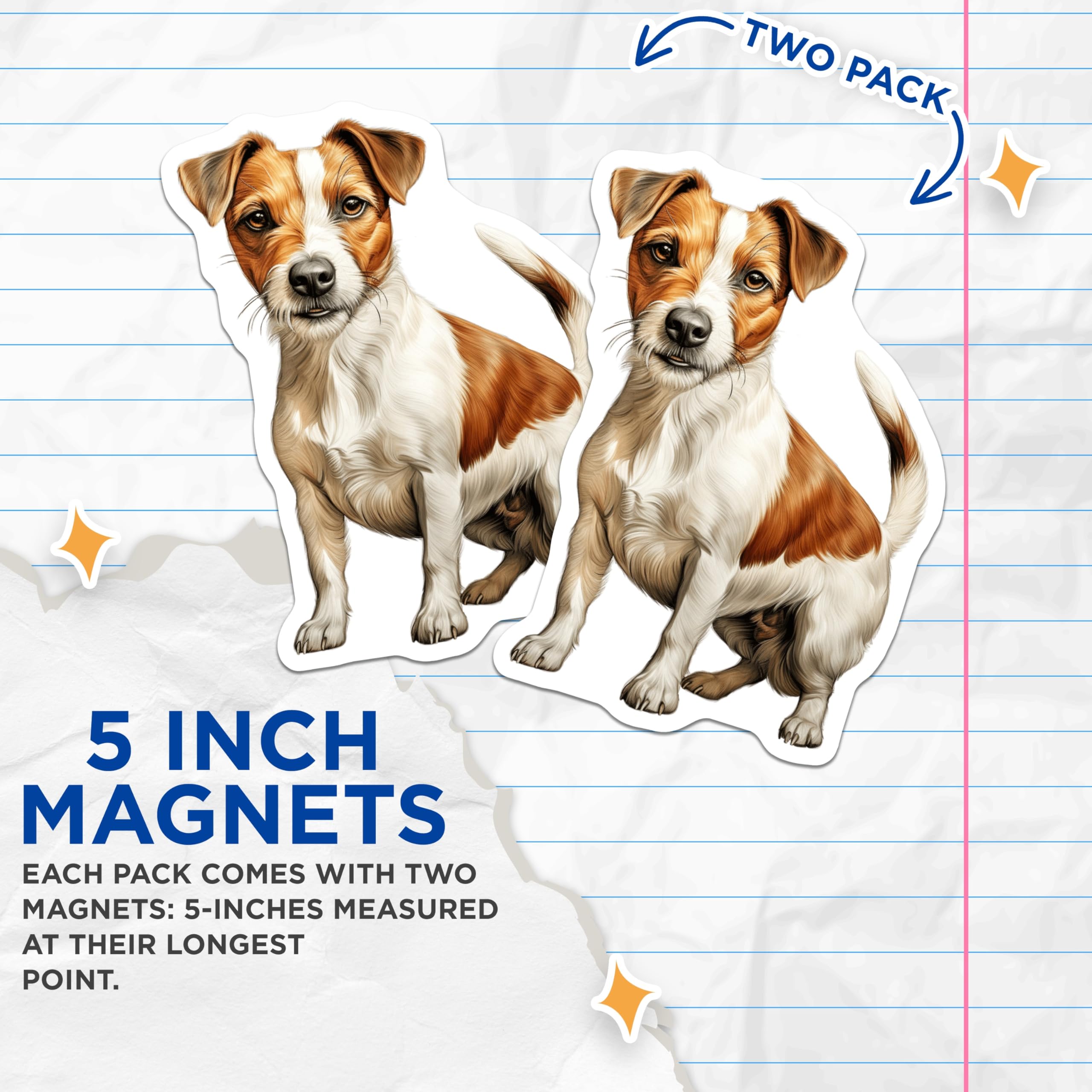 (2 Pack) Jack Russell Terrier Magnets - Dog Mom Decor - Pet Lover Accessories - 5 Inches On Longest Side - Thick Durable Magnet - Made in USA - MAG27430
