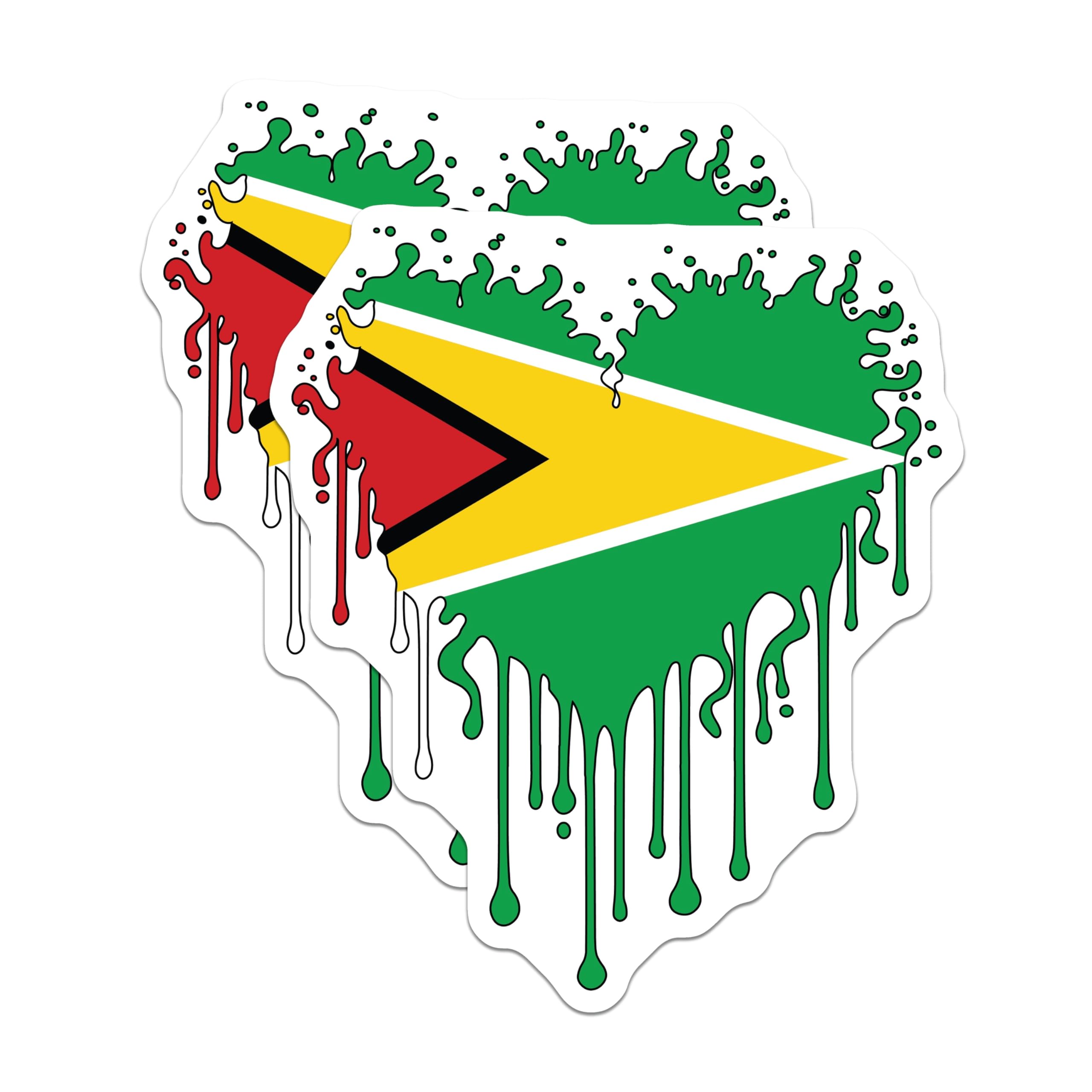 (2 Pack) Guyana Flag Emblem Magnets - Dripping Heart Artistic Design - Patriotic Heritage National Souvenir - 5 Inches On Longest Side - Thick Durable Magnet - Made in USA - MAG19226