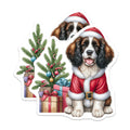 (2 Pack) Cute Christmas Dog Magnets - Santa Puppy Decor - Holiday Refrigerator Magnets for Dog Lovers - 5 Inches On Longest Side - Thick Durable Magnet - Made in USA - MAG30240