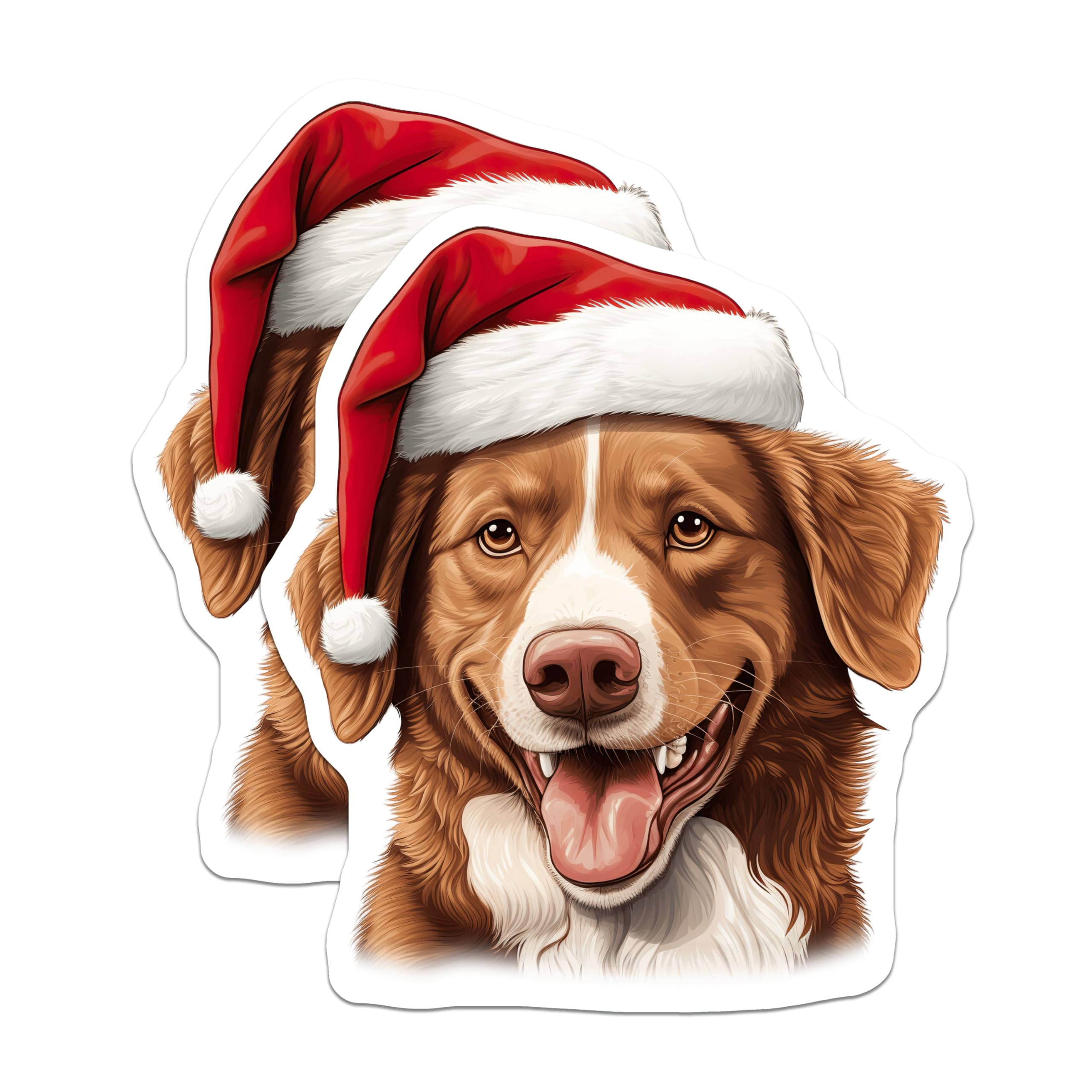 (2 Pack) Christmas Dog Magnets - Santa Hat Pet Lover Decor - Festive Holiday Refrigerator Magnets - 5 Inches On Longest Side - Thick Durable Magnet - Made in USA - MAG30806
