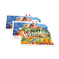 (2 Pack) Nebraska State Stickers - Nature Travel Souvenir - Watercolor Home State - 5" On Longest Side - Sticks to Smooth Flat Surfaces - Made in USA - BMCS6296